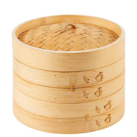 Natural Bamboo Steamer Basket with Lid – Perfect for Dumplings & Vegetables - Picture 1 of 5
